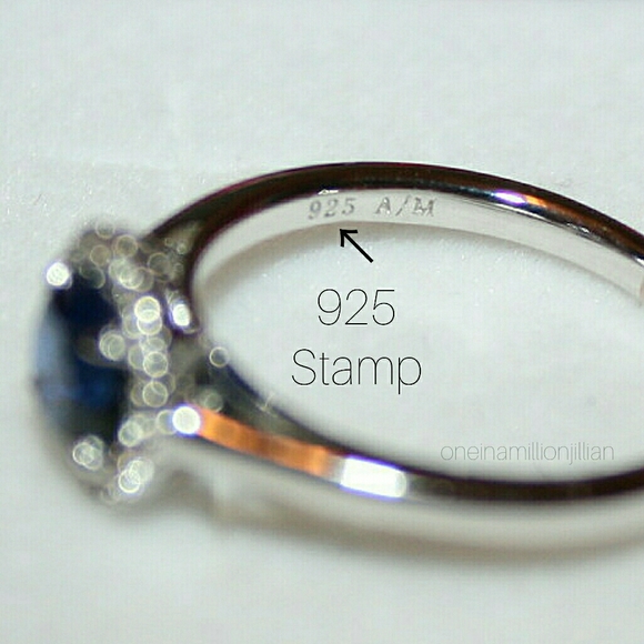 Sterling Silver Blue & White Sapphire Halo Ring - Picture 4 of 5